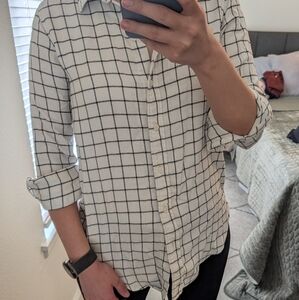 Banana Republic Black and White Grid Shirt